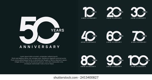 anniversary logotype vector set with white color for special celebration day