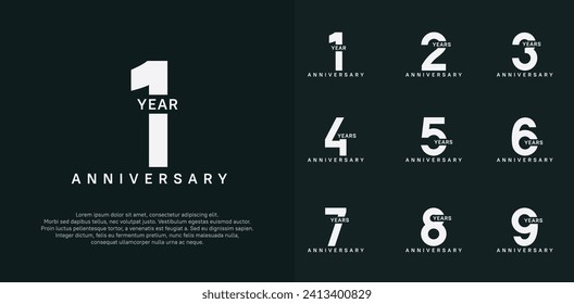 anniversary logotype vector set with white color for special celebration day