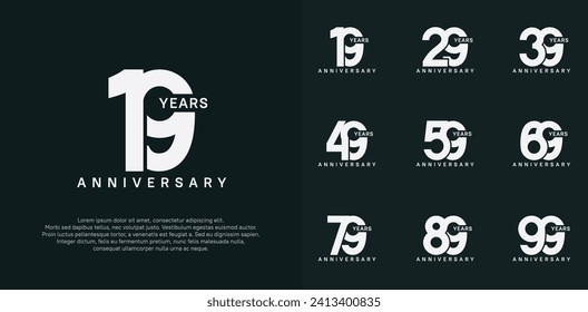 conjunto de vectores de logotipo de aniversario con color blanco para un día de celebración especial