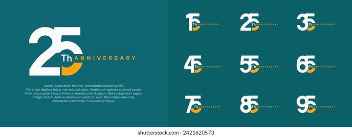 anniversary logotype vector set, white and orange color for celebration purpose