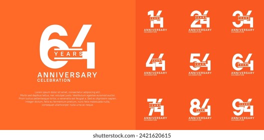 anniversary logotype vector set with white color for special celebration