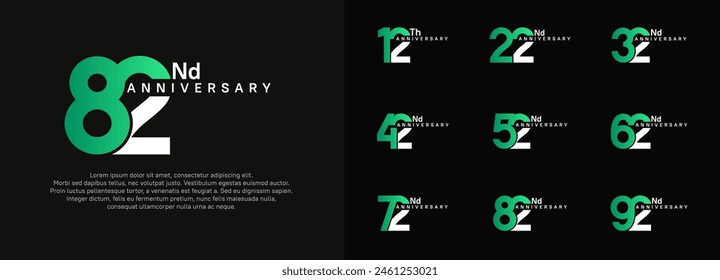 conjunto de Vector de logotipo de aniversario, color blanco y verde para fines de celebración