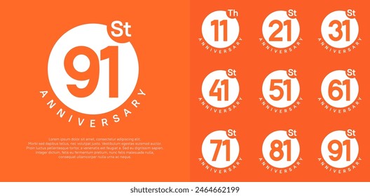 anniversary logotype vector set with white color circle can be use for celebration moment