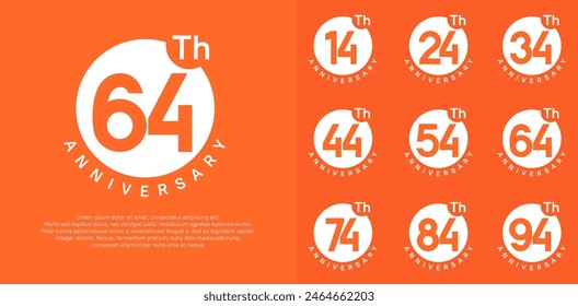 anniversary logotype vector set with white color circle can be use for celebration moment