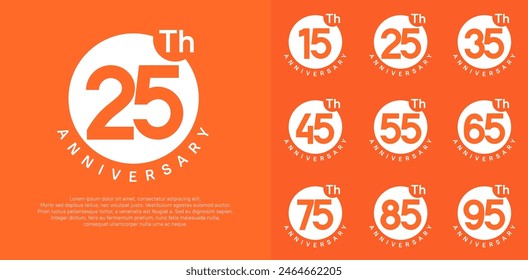el conjunto de Vector de logotipo de aniversario con círculo de color blanco se puede utilizar para el momento de celebración