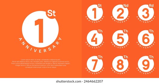 anniversary logotype vector set with white color circle can be use for celebration moment