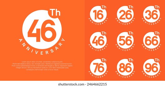 anniversary logotype vector set with white color circle can be use for celebration moment