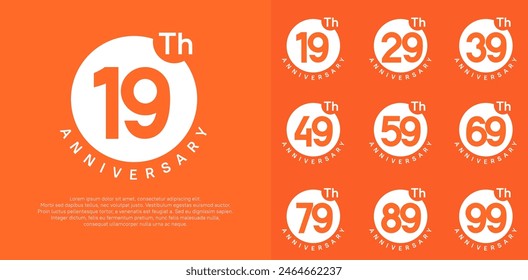 anniversary logotype vector set with white color circle can be use for celebration moment