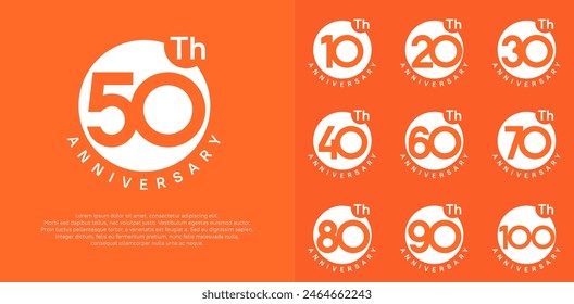 anniversary logotype vector set with white color circle can be use for celebration moment