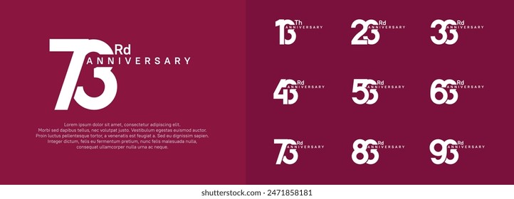 anniversary logotype vector set, white color for celebration purpose