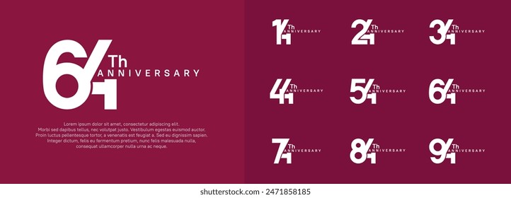 anniversary logotype vector set, white color for celebration purpose