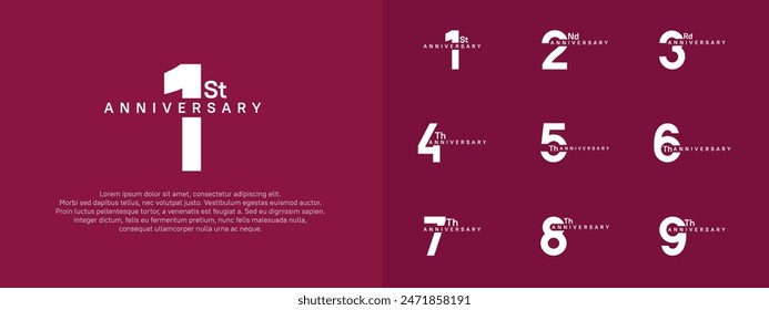 anniversary logotype vector set, white color for celebration purpose