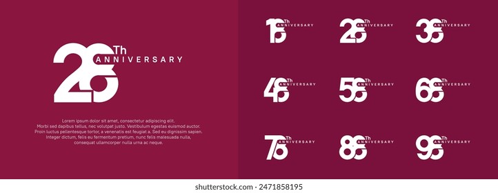 anniversary logotype vector set, white color for celebration purpose