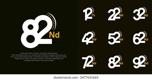 el conjunto de Vector del logotipo del aniversario, color blanco y amarillo se puede utilizar para la celebración especial del día
