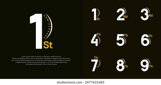 anniversary logotype vector set, white and yellow color can be use for special day celebration