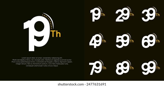 el conjunto de Vector del logotipo del aniversario, color blanco y amarillo se puede utilizar para la celebración especial del día
