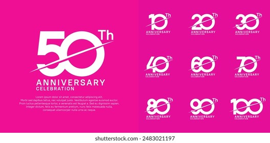 anniversary logotype vector set with white color and slash for celebration day