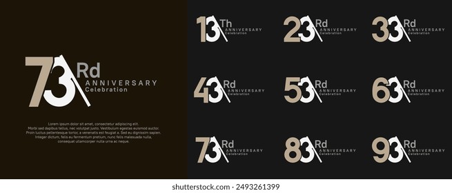 anniversary logotype vector set. white and brown color with slash for celebration day