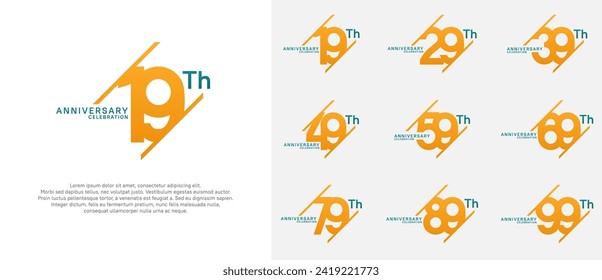 anniversary logotype vector set with yellow color can be use for celebration purpose