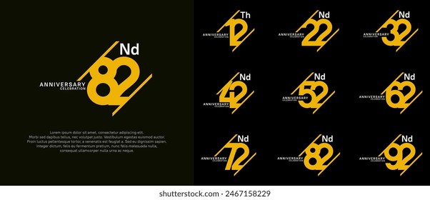 anniversary logotype vector set with yellow color can be use for celebration purpose