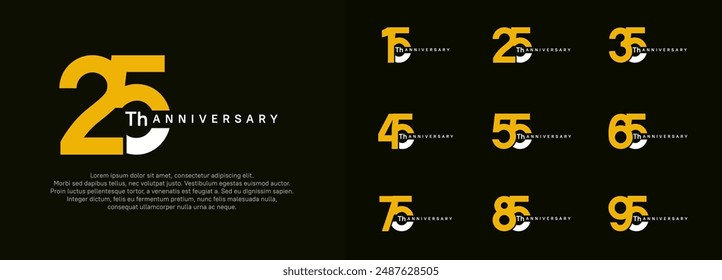anniversary logotype vector set, yellow and white color for celebration purpose