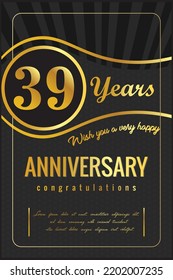 Anniversary luxury retro background 39 years