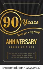 Anniversario de fondo retro de lujo 90 años