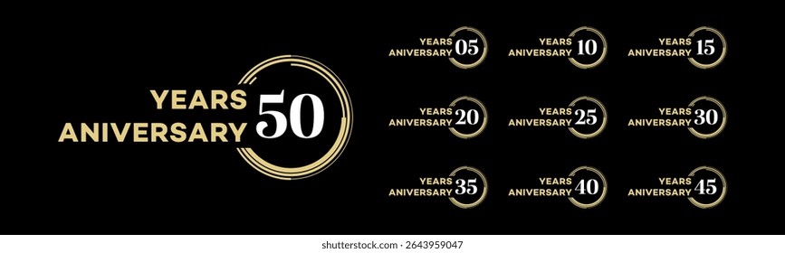 Marcos do aniversário 5, 10, 15, 20, 25, 30, 35, 40, 45, 50 anos