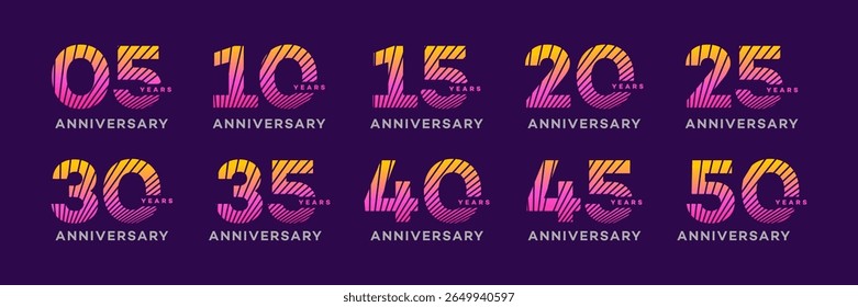 Anniversary Milestones 5, 10, 15, 20, 25, 30, 35, 40, 45, 50 Years