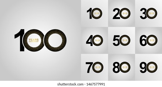 Anniversary modern Logo Icon Template with number, Anniversary lettering with black color. Vector EPS 10. Birthday celebration number.