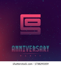 Anniversary night party - Electronic music fest poster with outer space background. Music background with Abstract gradients. Club party invitation flyer with number 50.