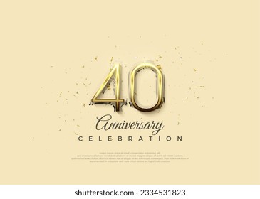 Anniversary number with 40th digits in luxurious shiny gold. Premium vector background for greeting and celebration.