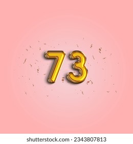 Anniversary number 73 foil gold balloon. Happy birthday, congratulations poster.