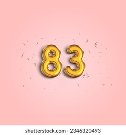 Anniversary number 83 foil gold balloon. Happy birthday, congratulations poster. svg