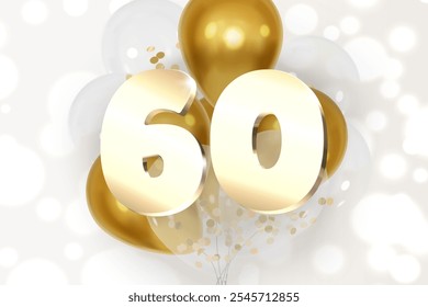 Anniversary number date celebration background with realistic golden and transparent balloons vector