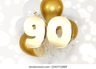Anniversary number date celebration background with realistic golden and transparent balloons vector
