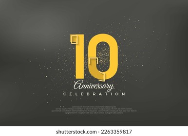 Número de aniversario moderno, antecedentes de vector premium para el décimo aniversario. Vector premium para afiches, banner, saludo de celebración.