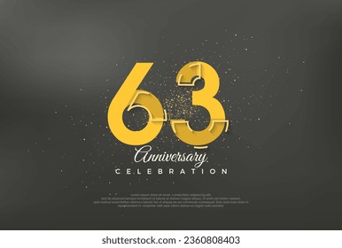 Anniversary number modern, premium vector background for 63rd anniversary. Premium vector for poster, banner, celebration greeting.