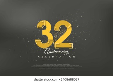 Número de aniversario moderno, antecedentes de vector premium para el 32º aniversario. Vector premium para afiches, banner, saludo de celebración.