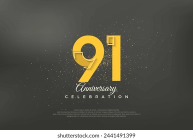 Anniversary number modern, premium vector background for 91st anniversary. Premium vector for poster, banner, celebration greeting.