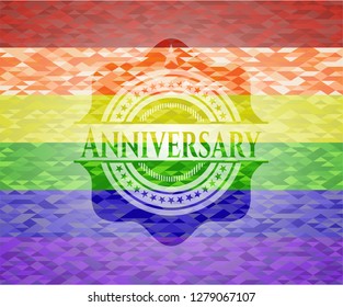 Anniversary on mosaic background with the colors of the LGBT flag