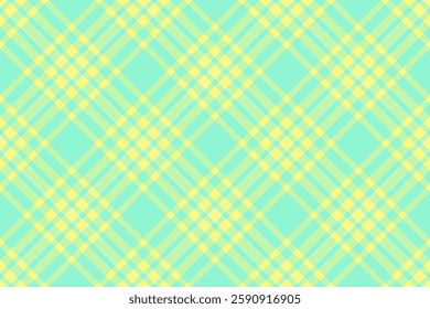 Anniversary pattern vector seamless, realistic textile plaid texture. Wallpaper check fabric tartan background in mint and yellow colors palette.