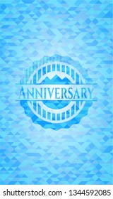 Anniversary realistic light blue emblem. Mosaic background