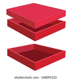 Anniversary. Red gift box on white background.