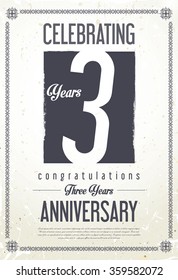 Anniversary retro background 3 years
