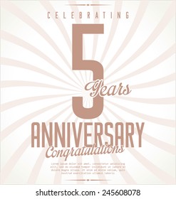 Anniversary retro background, 5 years