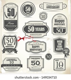 Anniversary retro badge and labels