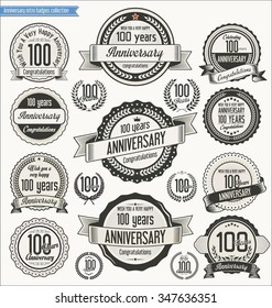 Anniversary retro badges collection 100 years