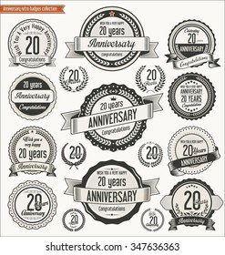 Anniversary retro badges collection 20 years