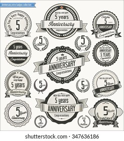 Anniversary retro badges collection 5 years